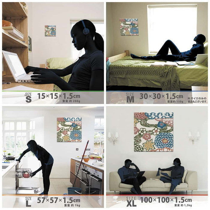 ジャパンモダン 和 XLサイズ 100cm×100cm アートパネル ファブリックパネル アートボード 壁掛け 日本製 ラッピング付き 店舗 カフェ ラウンジ ロビー ホテル 法人 lib-pat-0225-xlの画像