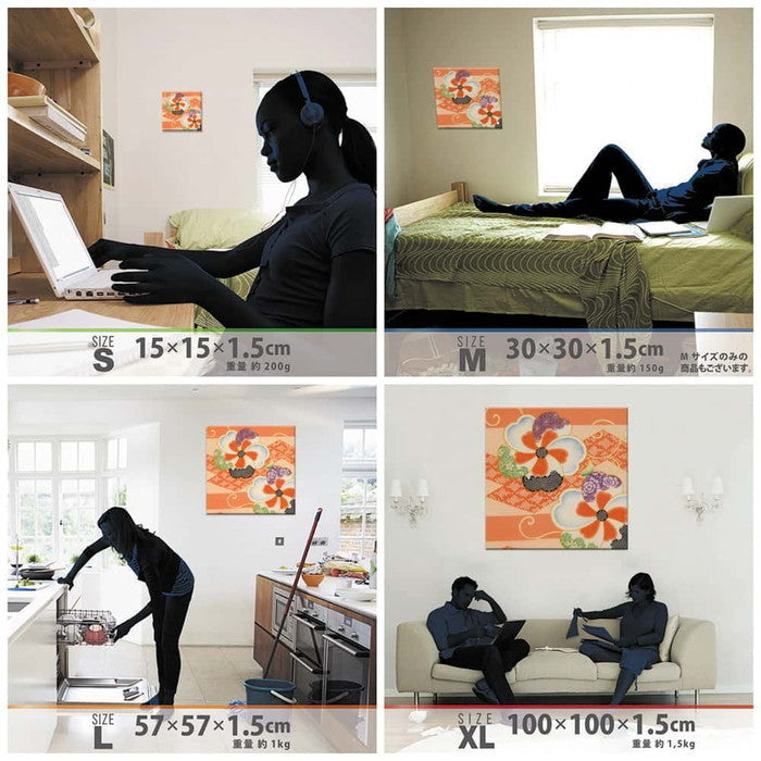 和柄 和 XLサイズ 100cm×100cm アートパネル ファブリックパネル アートボード 壁掛け 日本製 ラッピング付き 店舗 カフェ ラウンジ ロビー ホテル 法人 lib-pat-0233-xlの画像