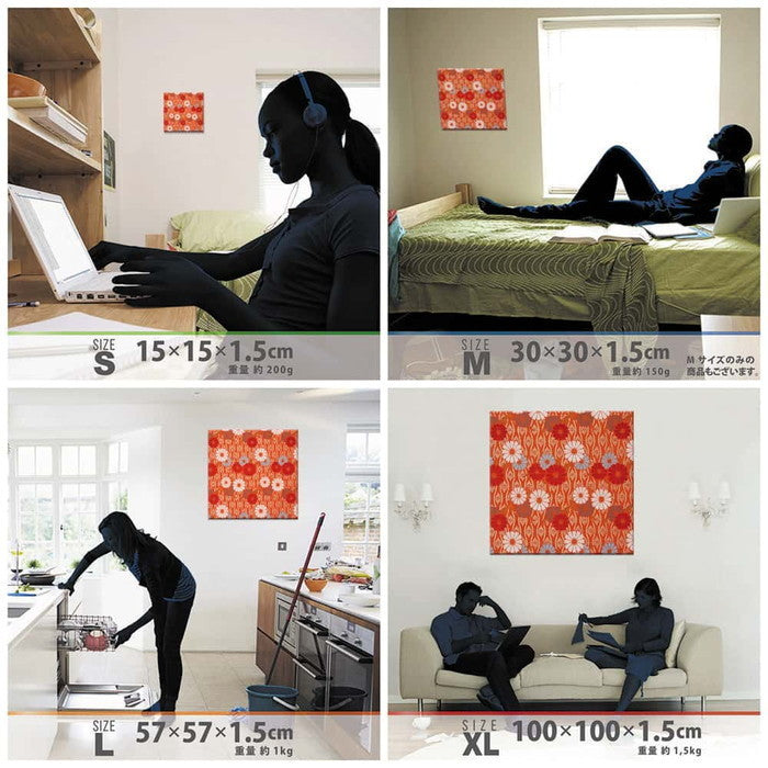 ジャパンモダン 和 XLサイズ 100cm×100cm アートパネル ファブリックパネル アートボード 壁掛け 日本製 ラッピング付き 店舗 カフェ ラウンジ ロビー ホテル 法人 lib-pat-0275-xlの画像