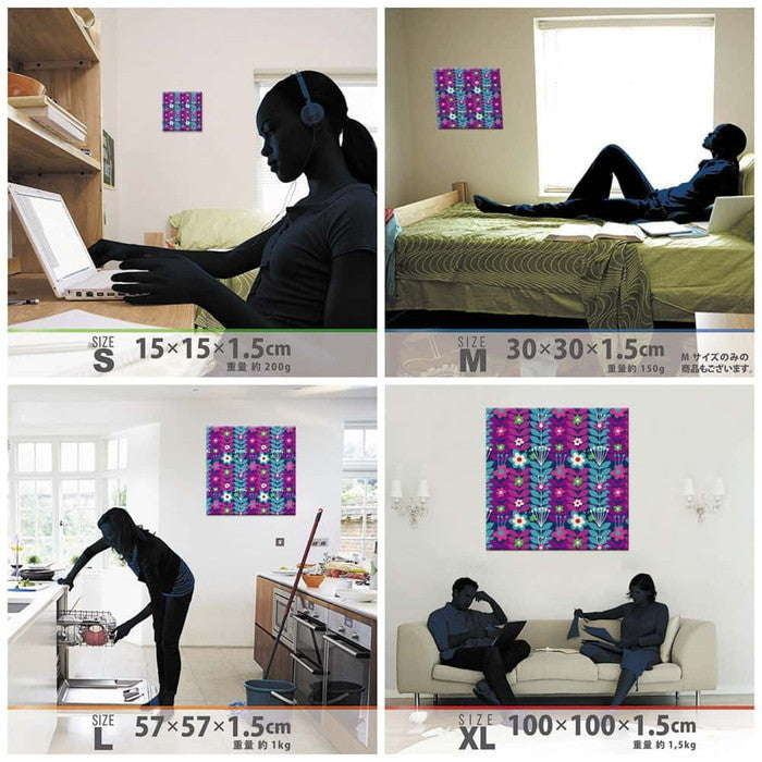 スカンジナビアン デザイン 北欧テイスト XLサイズ 100cm×100cm アートパネル ファブリックパネル アートボード 壁掛け 日本製 ラッピング付き 店舗 カフェ ラウンジ ロビー ホテル 法人 lib-pat-0292-xlの画像