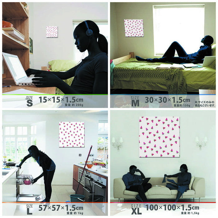 北欧テイスト フルーツ スイカ pat-1702-001 XLサイズ 100cm×100cm アートパネル ファブリックパネル アートボード 壁掛け 日本製 ラッピング付き 店舗 カフェ ラウンジ ロビー ホテル 法人 lib-pat-1702-001-xlの画像