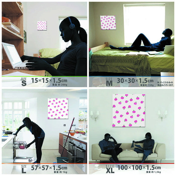 北欧テイスト フルーツ りんご pat-1702-002 Sサイズ 15cm×15cm アートパネル ファブリックパネル アートボード 壁掛け 日本製 ラッピング付き 店舗 カフェ ラウンジ ロビー ホテル 法人 lib-pat-1702-002-sの画像