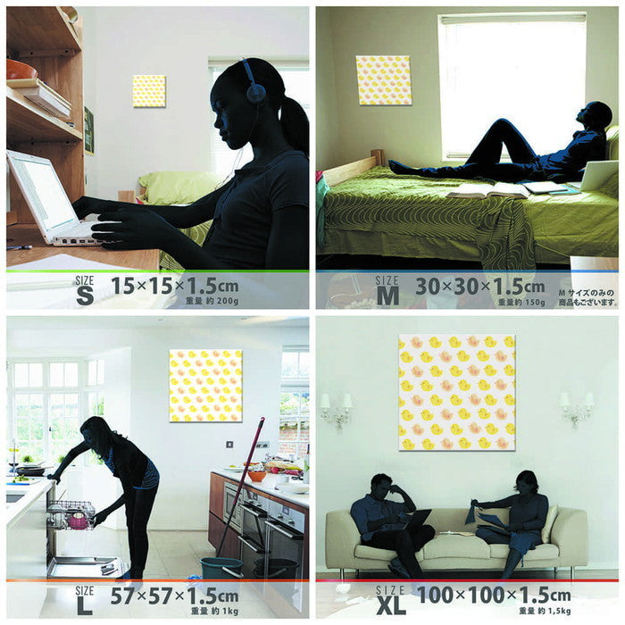 北欧テイスト ひよこ pat-1702-010 Lサイズ 57cm×57cm アートパネル ファブリックパネル アートボード 壁掛け 日本製 ラッピング付き 店舗 カフェ ラウンジ ロビー ホテル 法人 lib-pat-1702-010-lの画像