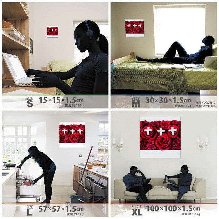 バラ FLOWER Sサイズ 15cm×15cm アートパネル ファブリックパネル アートボード 壁掛け 日本製 ラッピング付き 店舗 カフェ ラウンジ ロビー ホテル 法人 lib-pho-0015-sの画像