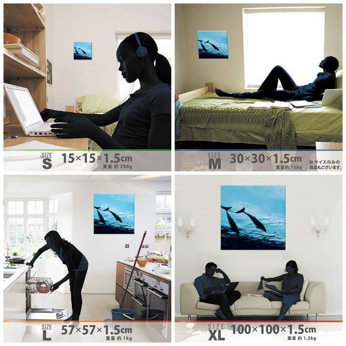 イルカ ANIMAL Mサイズ 30cm×30cm アートパネル ファブリックパネル アートボード 壁掛け 日本製 ラッピング付き 店舗 カフェ ラウンジ ロビー ホテル 法人 lib-pho-0031-mの画像