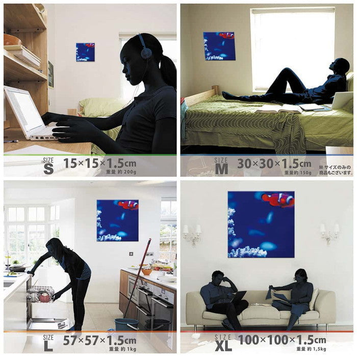 カクレクマノミ FISH Lサイズ 57cm×57cm アートパネル ファブリックパネル アートボード 壁掛け 日本製 ラッピング付き 店舗 カフェ ラウンジ ロビー ホテル 法人 lib-pho-0032-lの画像