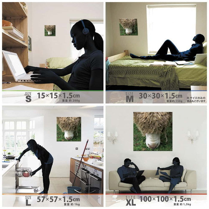 羊 ANIMAL XLサイズ 100cm×100cm アートパネル ファブリックパネル アートボード 壁掛け 日本製 ラッピング付き 店舗 カフェ ラウンジ ロビー ホテル 法人 lib-pho-0033-xlの画像