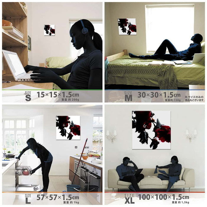 バラ FLOWER Sサイズ 15cm×15cm アートパネル ファブリックパネル アートボード 壁掛け 日本製 ラッピング付き 店舗 カフェ ラウンジ ロビー ホテル 法人 lib-pho-0047-sの画像