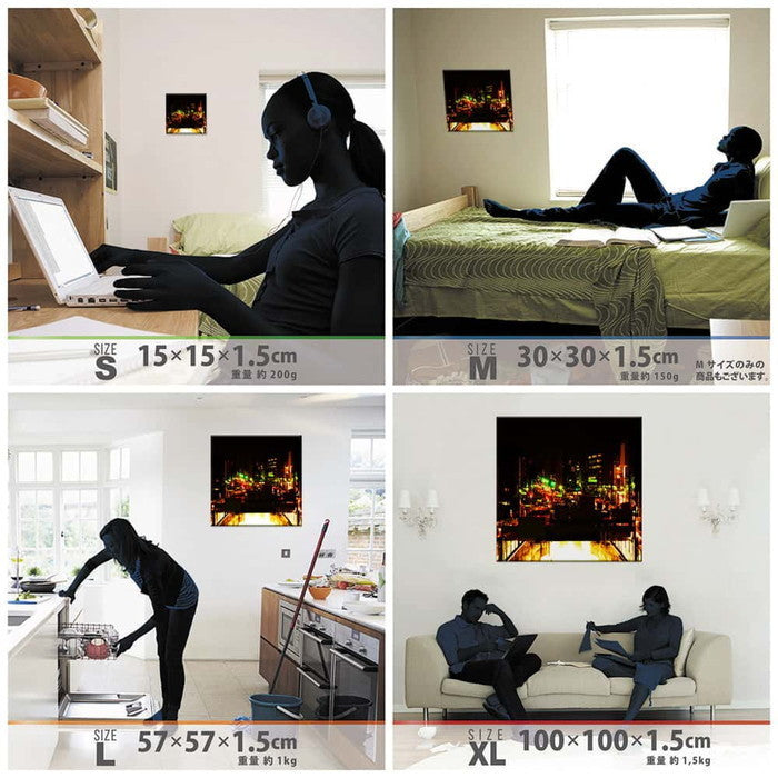 夜景写真 PHOTO XLサイズ 100cm×100cm アートパネル ファブリックパネル アートボード 壁掛け 日本製 ラッピング付き 店舗 カフェ ラウンジ ロビー ホテル 法人 lib-pho-0051-xlの画像