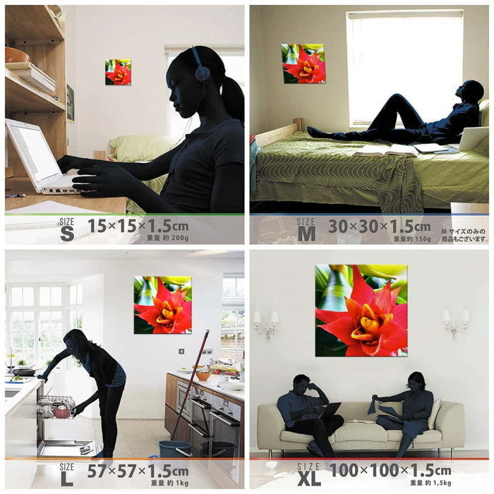 花モチーフ FLOWER XLサイズ 100cm×100cm アートパネル ファブリックパネル アートボード 壁掛け 日本製 ラッピング付き 店舗 カフェ ラウンジ ロビー ホテル 法人 lib-pho-0058-xlの画像