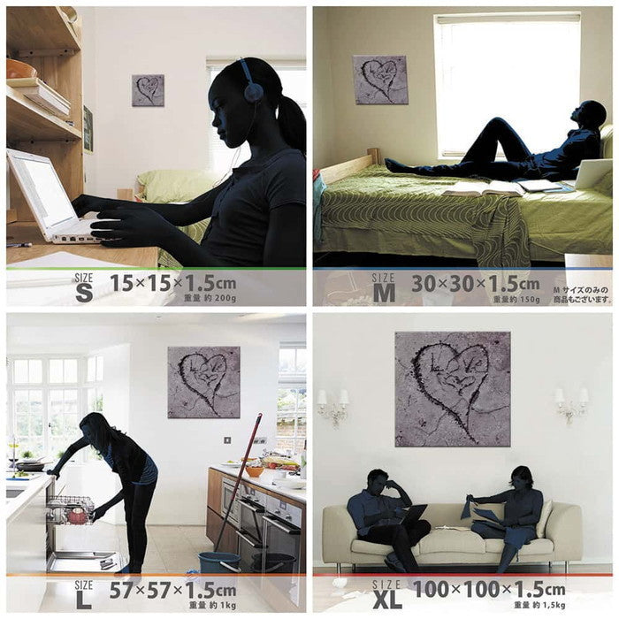 ハートモチーフ LOVE XLサイズ 100cm×100cm アートパネル ファブリックパネル アートボード 壁掛け 日本製 ラッピング付き 店舗 カフェ ラウンジ ロビー ホテル 法人 lib-pho-0064-xlの画像