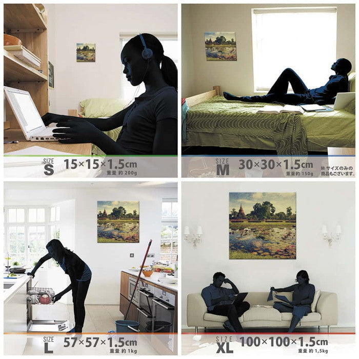 遺跡と睡蓮 SITE XLサイズ 100cm×100cm アートパネル ファブリックパネル アートボード 壁掛け 日本製 ラッピング付き 店舗 カフェ ラウンジ ロビー ホテル 法人 lib-pho-0083-xlの画像