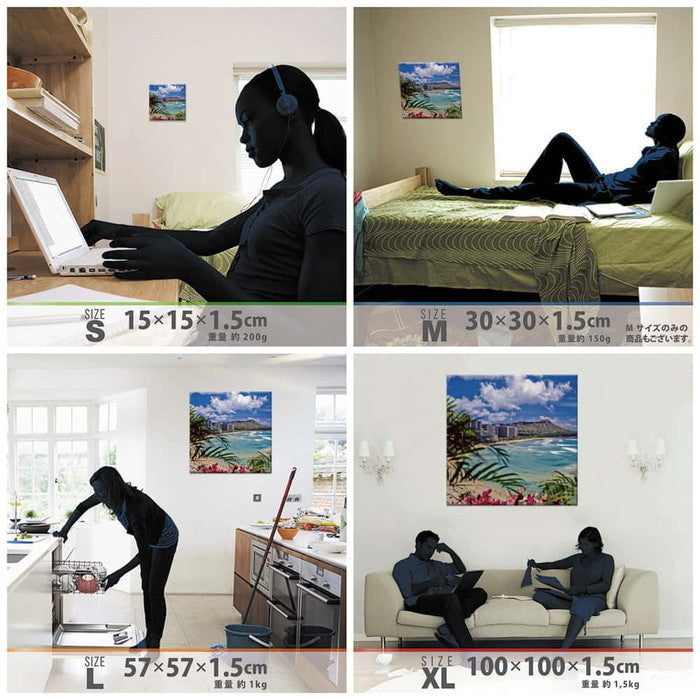 ワイキキビーチ アート pho-0085 XLサイズ 100cm×100cm アートパネル ファブリックパネル アートボード 壁掛け 日本製 ラッピング付き 店舗 カフェ ラウンジ ロビー ホテル 法人 lib-pho-0085-xlの画像