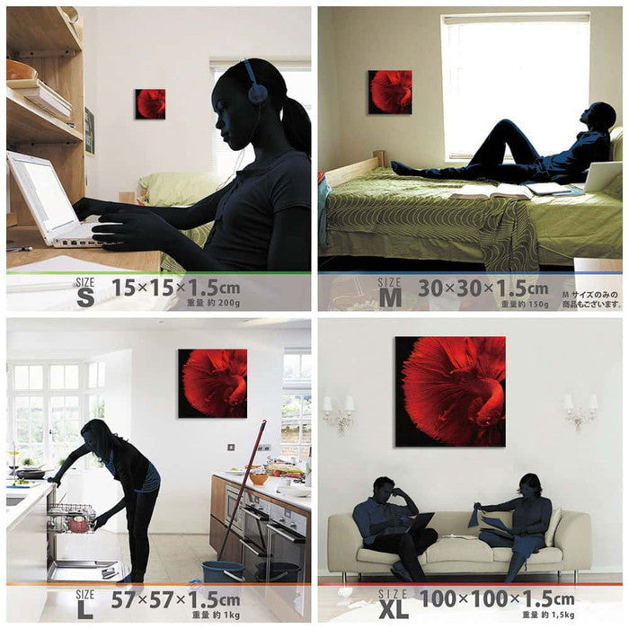 モダンアート 金魚 phot-1812-001 Sサイズ 15cm×15cm アートパネル ファブリックパネル アートボード 壁掛け 日本製 ラッピング付き 店舗 カフェ ラウンジ ロビー ホテル 法人 lib-phot-1812-001-sの画像