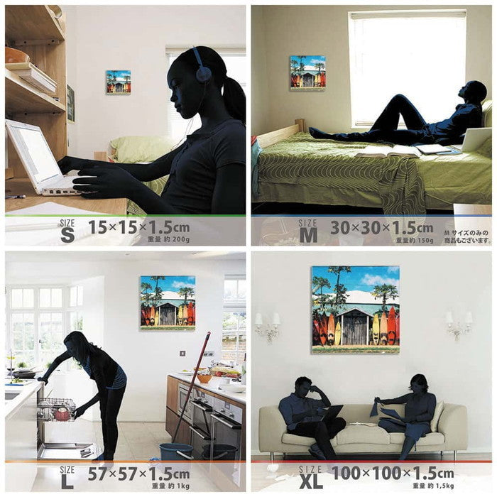 サーフボード poht-1805-01 XLサイズ 100cm×100cm アートパネル ファブリックパネル アートボード 壁掛け 日本製 ラッピング付き 店舗 カフェ ラウンジ ロビー ホテル 法人 lib-poht-1805-01-xlの画像