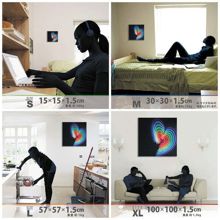 ハート poht-1805-37 XLサイズ 100cm×100cm アートパネル ファブリックパネル アートボード 壁掛け 日本製 ラッピング付き 店舗 カフェ ラウンジ ロビー ホテル 法人 lib-poht-1805-37-xlの画像