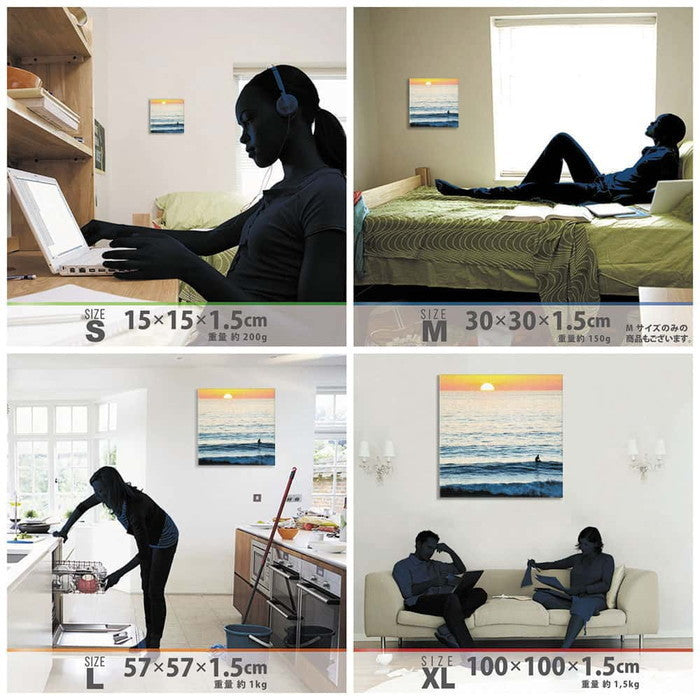 サーフ poht-1805-47 Sサイズ 15cm×15cm アートパネル ファブリックパネル アートボード 壁掛け 日本製 ラッピング付き 店舗 カフェ ラウンジ ロビー ホテル 法人 lib-poht-1805-47-sの画像