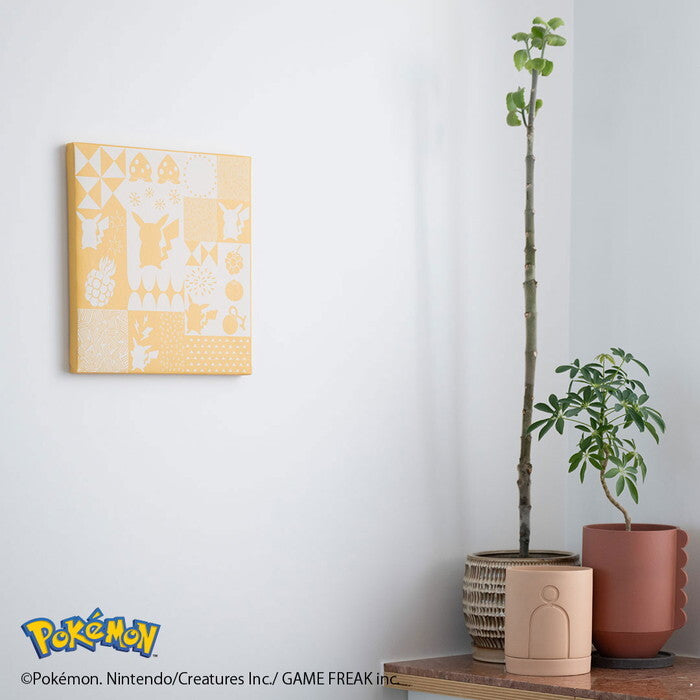 ポケモン アートパネル ピカチュウ ヒトカゲ フシギダネ ゼニガメ 墨ブラシ ドット ピクセル 筆書き セピア ボタニカル ポケットモンスター ファブリックパネル キャンバスアート 日本製 子供部屋の画像