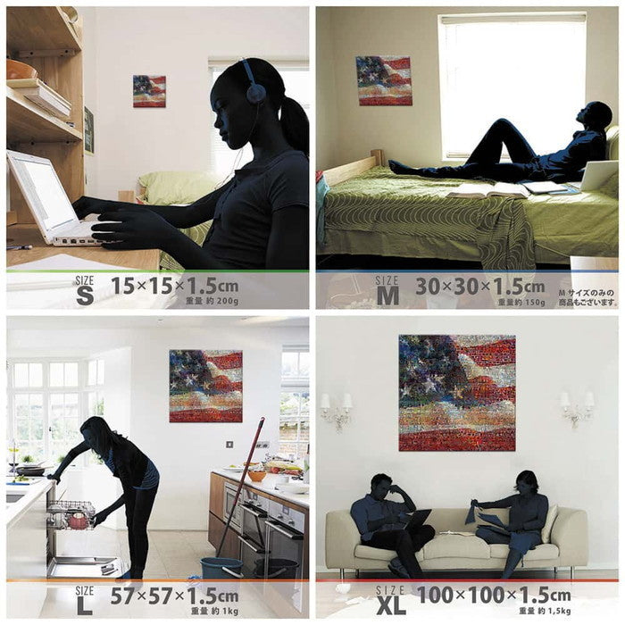 星条旗 AMERICAN XLサイズ 100cm×100cm アートパネル ファブリックパネル アートボード 壁掛け 日本製 ラッピング付き 店舗 カフェ ラウンジ ロビー ホテル 法人 lib-pop-0007-xlの画像