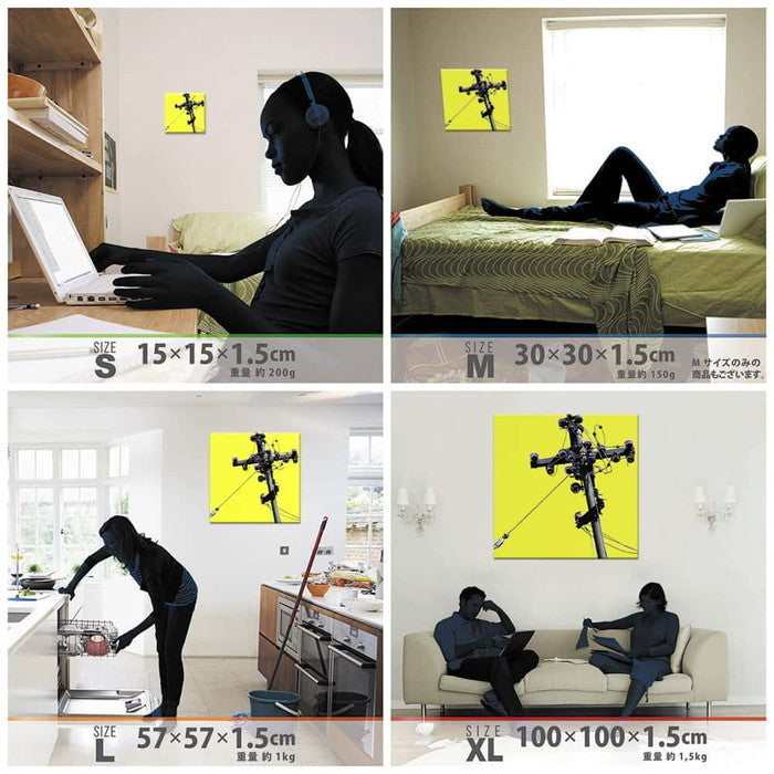 電柱モチーフ POP XLサイズ 100cm×100cm アートパネル ファブリックパネル アートボード 壁掛け 日本製 ラッピング付き 店舗 カフェ ラウンジ ロビー ホテル 法人 lib-pop-0028-xlの画像