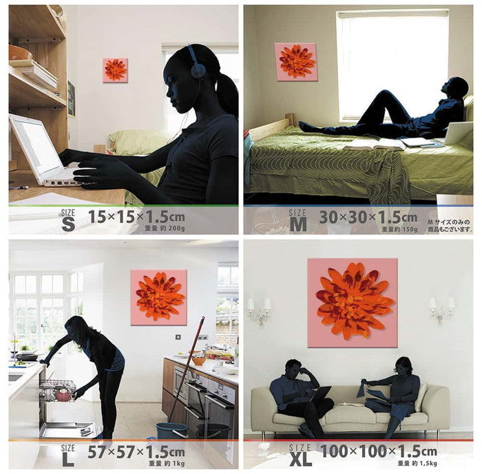 花モチーフ FLOWER XLサイズ 100cm×100cm アートパネル ファブリックパネル アートボード 壁掛け 日本製 ラッピング付き 店舗 カフェ ラウンジ ロビー ホテル 法人 lib-pop-0031-pk-xlの画像