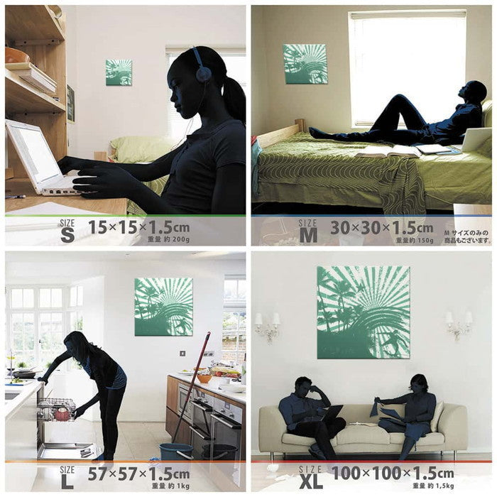 サーフィンモチーフ SUMMER XLサイズ 100cm×100cm アートパネル ファブリックパネル アートボード 壁掛け 日本製 ラッピング付き 店舗 カフェ ラウンジ ロビー ホテル 法人 lib-pop-0047-xlの画像