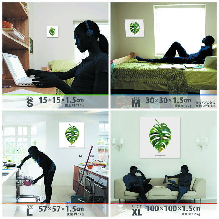 観葉植物 ウォールデコ pop-0103 XLサイズ 100cm×100cm アートパネル ファブリックパネル アートボード 壁掛け 日本製 ラッピング付き 店舗 カフェ ラウンジ ロビー ホテル 法人 lib-pop-0103-xlの画像