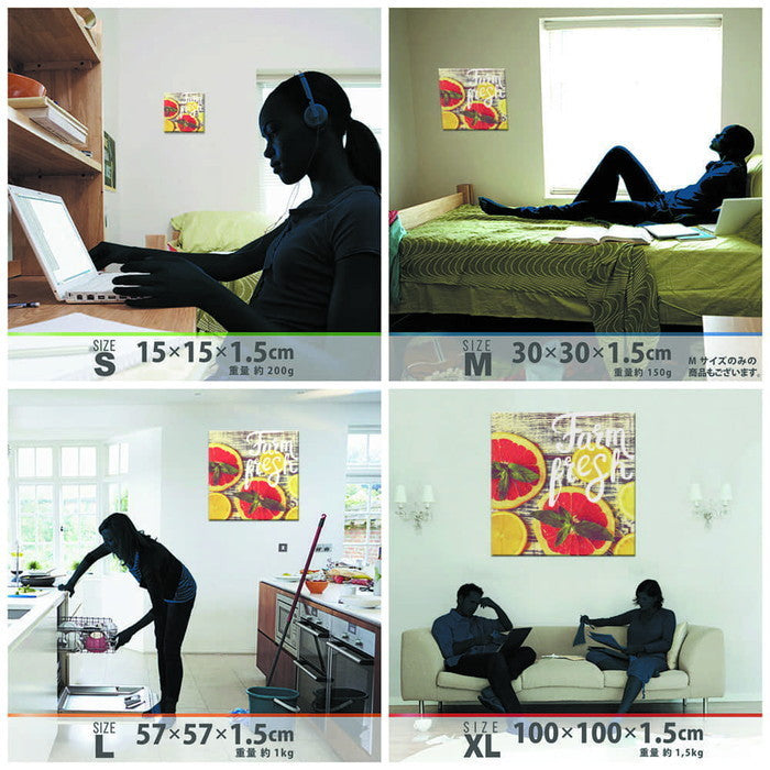 フルーツ pop-1611-001 XLサイズ 100cm×100cm アートパネル ファブリックパネル アートボード 壁掛け 日本製 ラッピング付き 店舗 カフェ ラウンジ ロビー ホテル 法人 lib-pop-1611-001-xlの画像