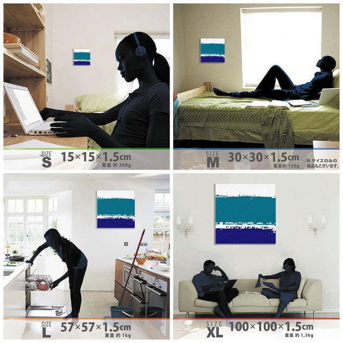 サーフモチーフ popa-1802-001 Sサイズ 15cm×15cm アートパネル ファブリックパネル アートボード 壁掛け 日本製 ラッピング付き 店舗 カフェ ラウンジ ロビー ホテル 法人 lib-popa-1802-001-sの画像