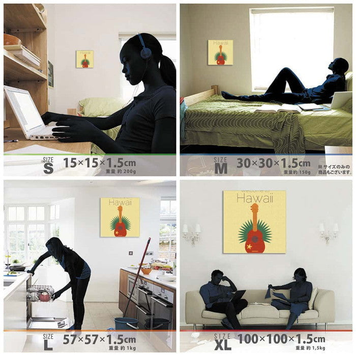 ウクレレ popa-1803-007 XLサイズ 100cm×100cm アートパネル ファブリックパネル アートボード 壁掛け 日本製 ラッピング付き 店舗 カフェ ラウンジ ロビー ホテル 法人 lib-popa-1803-007-xlの画像