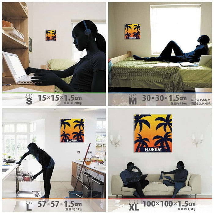 フロリダ popa-1803-022 XLサイズ 100cm×100cm アートパネル ファブリックパネル アートボード 壁掛け 日本製 ラッピング付き 店舗 カフェ ラウンジ ロビー ホテル 法人 lib-popa-1803-022-xlの画像