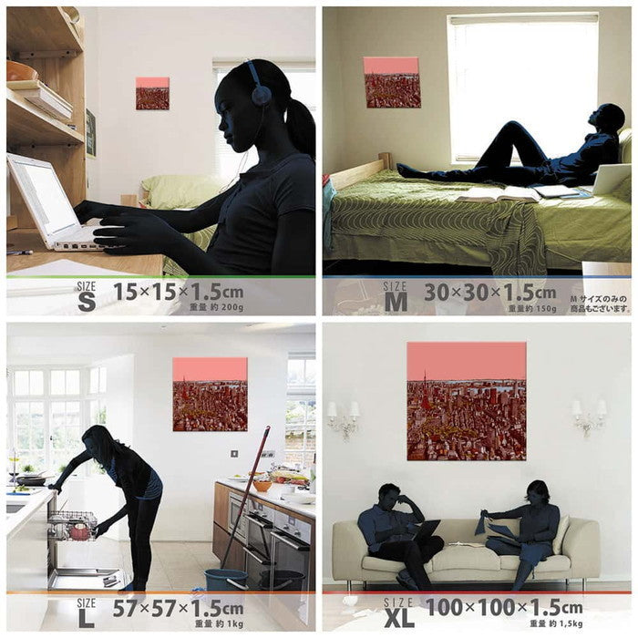 東京の夕暮れ スケッチした TOKYO Mサイズ 30cm×30cm アートパネル ファブリックパネル アートボード 壁掛け 日本製 ラッピング付き 店舗 カフェ ラウンジ ロビー ホテル 法人 lib-sbt-0002-mの画像