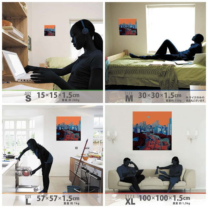 夕暮れ 月 MOON Mサイズ 30cm×30cm アートパネル ファブリックパネル アートボード 壁掛け 日本製 ラッピング付き 店舗 カフェ ラウンジ ロビー ホテル 法人 lib-sbt-0005-mの画像