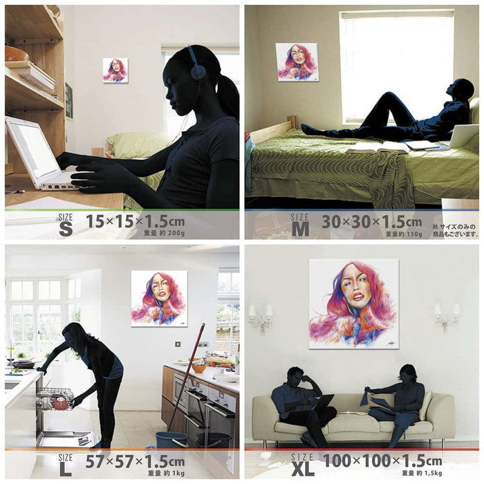 TATSUNARY Mサイズ 30cm×30cm アートパネル ファブリックパネル アートボード 壁掛け 日本製 ラッピング付き 店舗 カフェ ラウンジ ロビー ホテル 法人 lib-tat-0001-mの画像