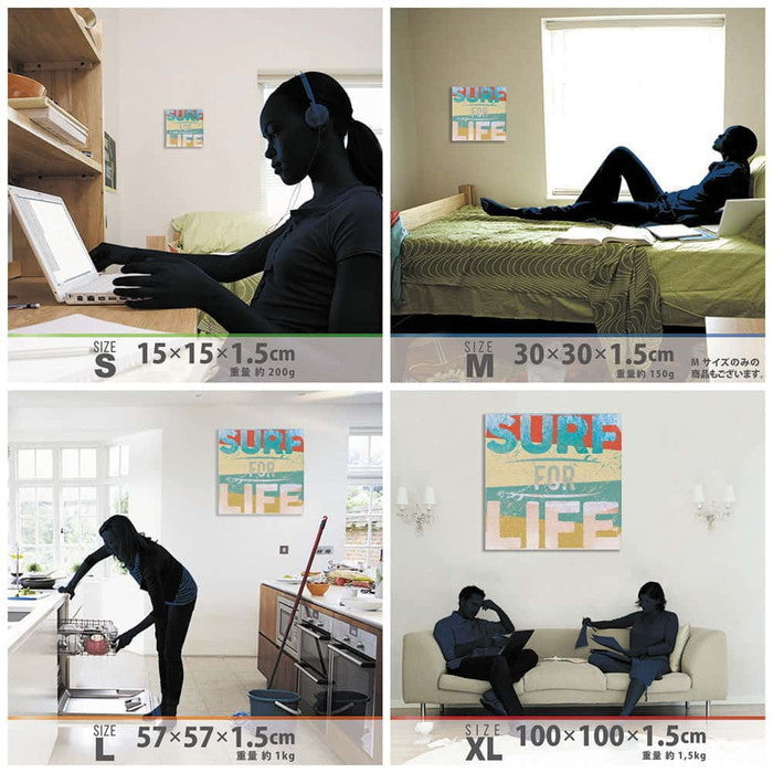 サーフ typo-1805-02 XLサイズ 100cm×100cm アートパネル ファブリックパネル アートボード 壁掛け 日本製 ラッピング付き 店舗 カフェ ラウンジ ロビー ホテル 法人 lib-typo-1805-02-xlの画像