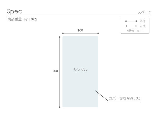 新構造エアーマットレス エアレスト365 シングル 100×200cm 高反発 マットレス エアーマット ベッドマットレス 3つ折り 折りたたみ 通気性 耐熱性 耐久性 湯たんぽOK 軽量 へたらない 1年中使える ほこりが出にくい アレルギー対策 洗える 日本製 体圧分散 mu-12600001の画像