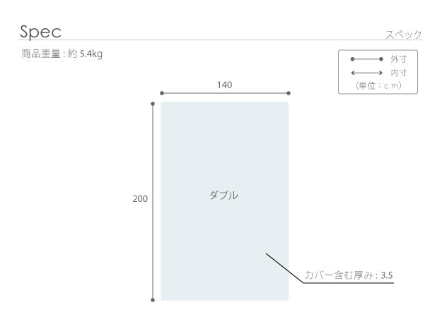 新構造エアーマットレス エアレスト365 ダブル 140×200cm 高反発 マットレス エアーマット ベッドマットレス 3つ折り 折りたたみ 通気性 耐熱性 耐久性 湯たんぽOK 軽量 へたらない 1年中使える ほこりが出にくい アレルギー対策 洗える 日本製 体圧分散 mu-12600003の画像