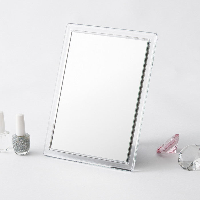 スクエア卓上ミラーCLEARクリア 鏡 メイク オシャレ シンプル モダン スタンドミラー 折りたたみ 大型 nag-nk-262の画像