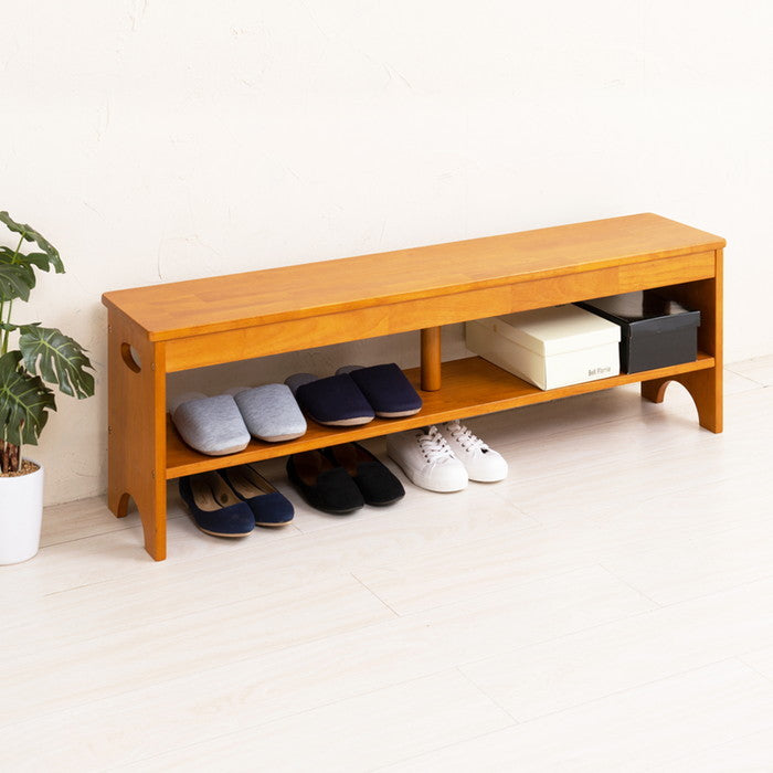 天然木 玄関 ベンチ 幅120cm 収納棚付 玄関 収納 エントランス 北欧風 チェア ベンチ 介護 木製 nag-nk-7412の画像