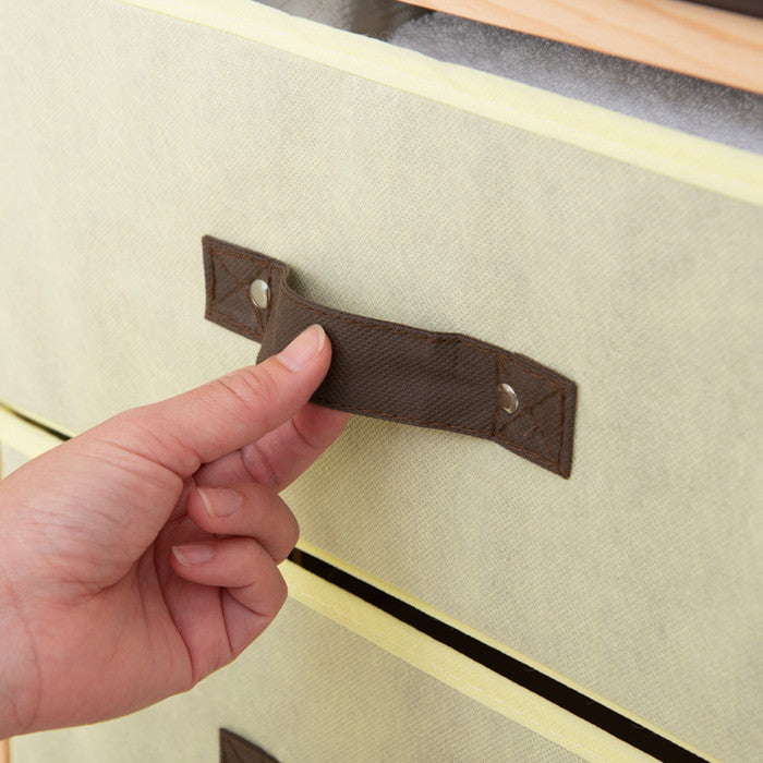 収納ハンプチェスト4段 天板付 収納 北欧風 ナチュラル 木目 布 引出し 軽量 スリム nag-nk-813-1の画像