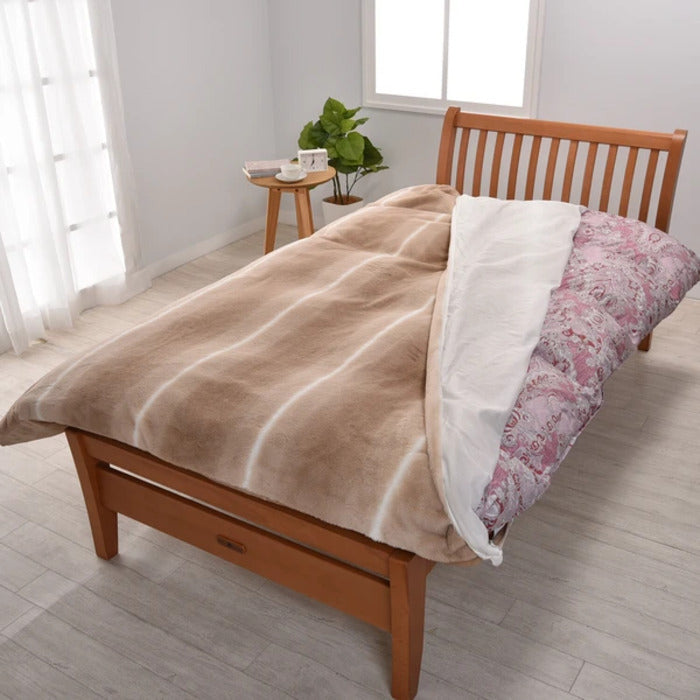 西川 毛布にもなるあったか掛けカバー 表地ラビットファー 裏地フランネル TV2551DI シングルロング nis-11974070s1の画像