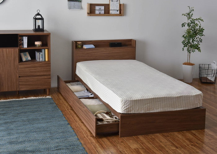 EMICA エミカ 収納付きベッド 引出し2杯/ロータイプ ブラウン W2147×D1000×H717mm sat-emica100sの画像