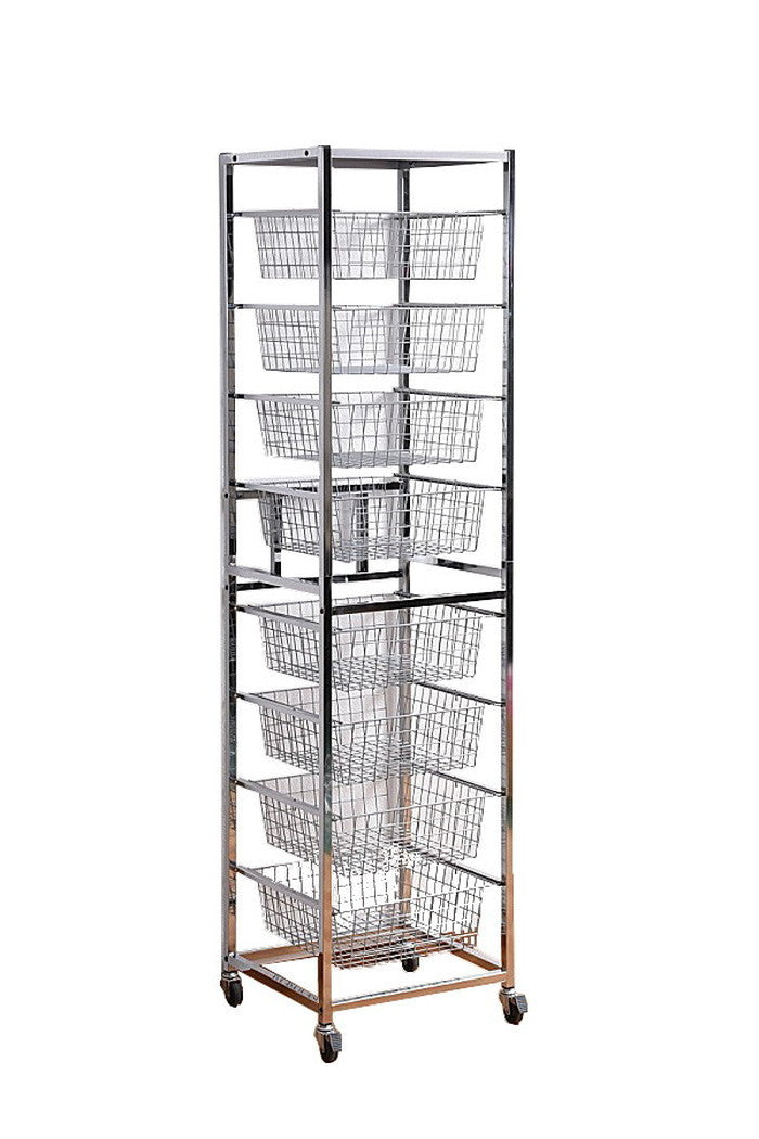 【2月中旬入荷分 予約販売】ランドリーワゴン キャスター付き スライド バスケットラック 8段 sei-sr-40hの画像