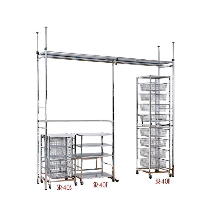 バスケットラック 4段 スライド キャスター付き ワゴン sei-sr-40sの画像