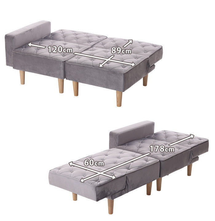 コンパクトリクライニングソファ ベロア調 np-fc3306 グレージュ リッチグレー ダスティピンク sg-10541の画像