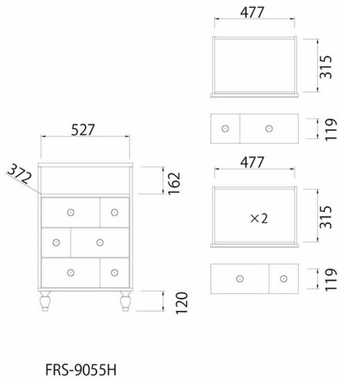 フレンチテイスト シャビー感 チェスト フレンチシャビー FRS-9055H sir-4063067s1の画像