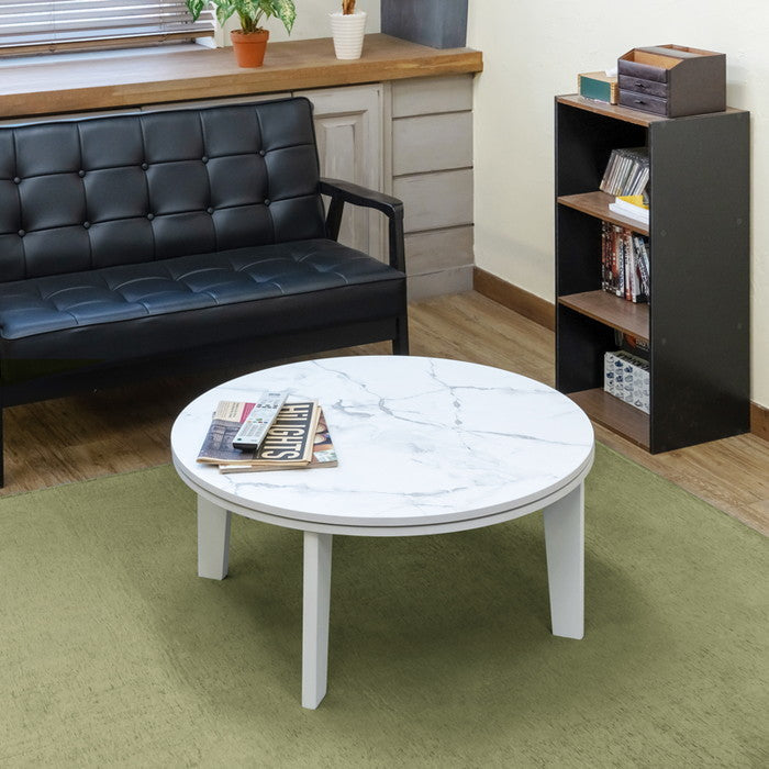 モダンオールシーズン コタツ 80Φ MWH/OAK/VBR マーブルホワイト オーク ヴィンテージブラウン sk-dck08の画像