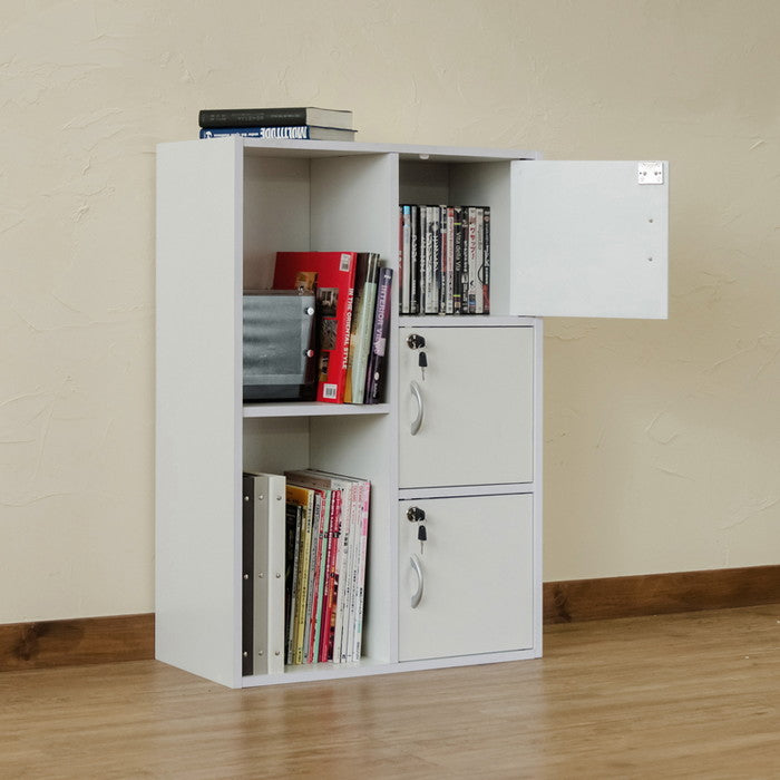 マルチラック 鍵付き WAL/WH/CGR ウォールナット ホワイト コンクリートグレー sk-fb016kの画像