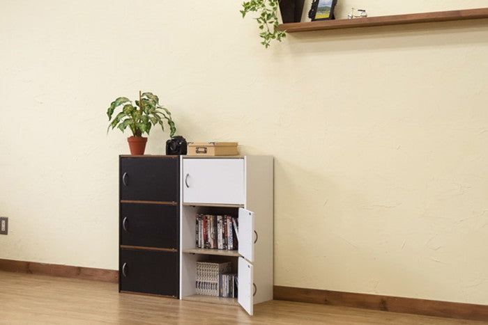 GRANZ 3段ラック 扉3枚 BK/WH ブラック ホワイト sk-hmp25の画像