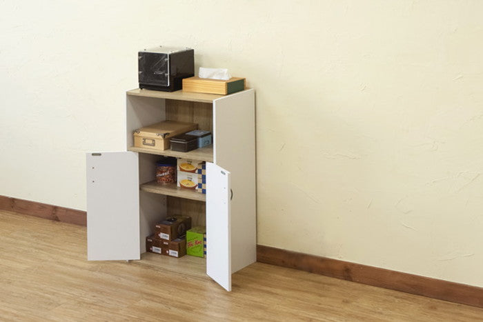 GRANZ 扉付オープンシェルフ BK/WH ブラック ホワイト sk-hmp27の画像